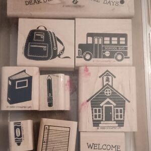Stampin' Up! School Theme Rubber Stamps - Black and White